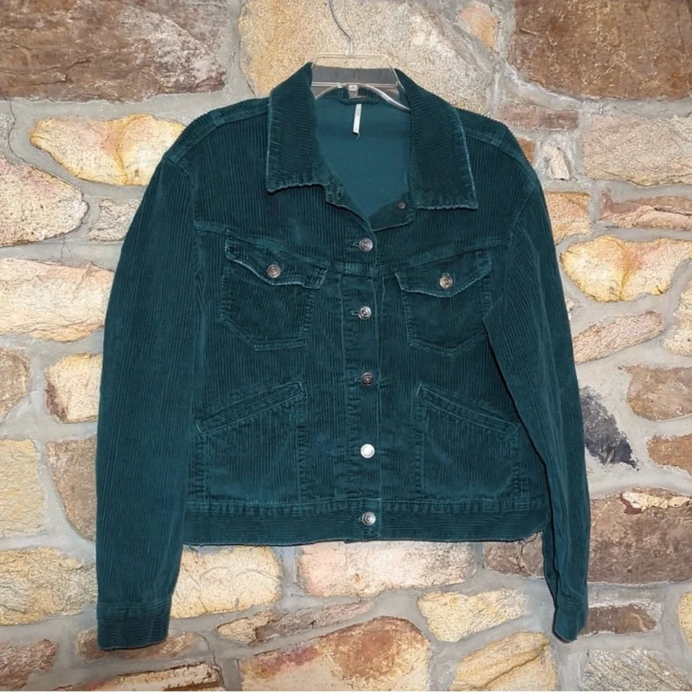 Free People Green Corduroy Jacket with Rust Accent - Picture 4 of 14